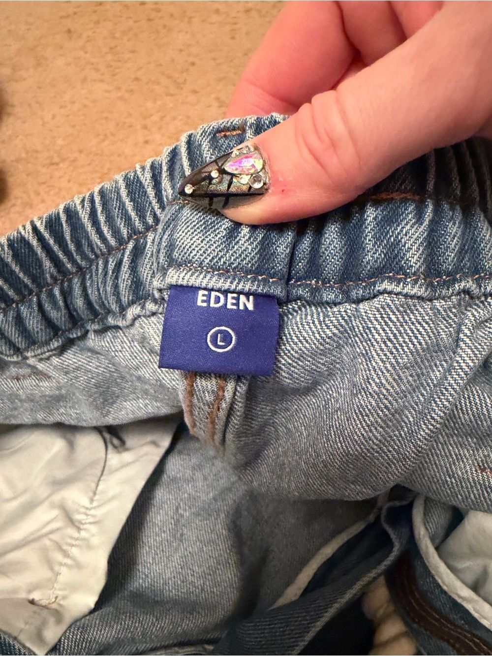 AelfricEden Wide Leg Light Wash Denim Pants with Rope Belt - Picture 4 of 5